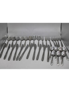 33 Piece Superior Stainless Vibrant Pattern Flatware USA Forks, Spoons, Knives